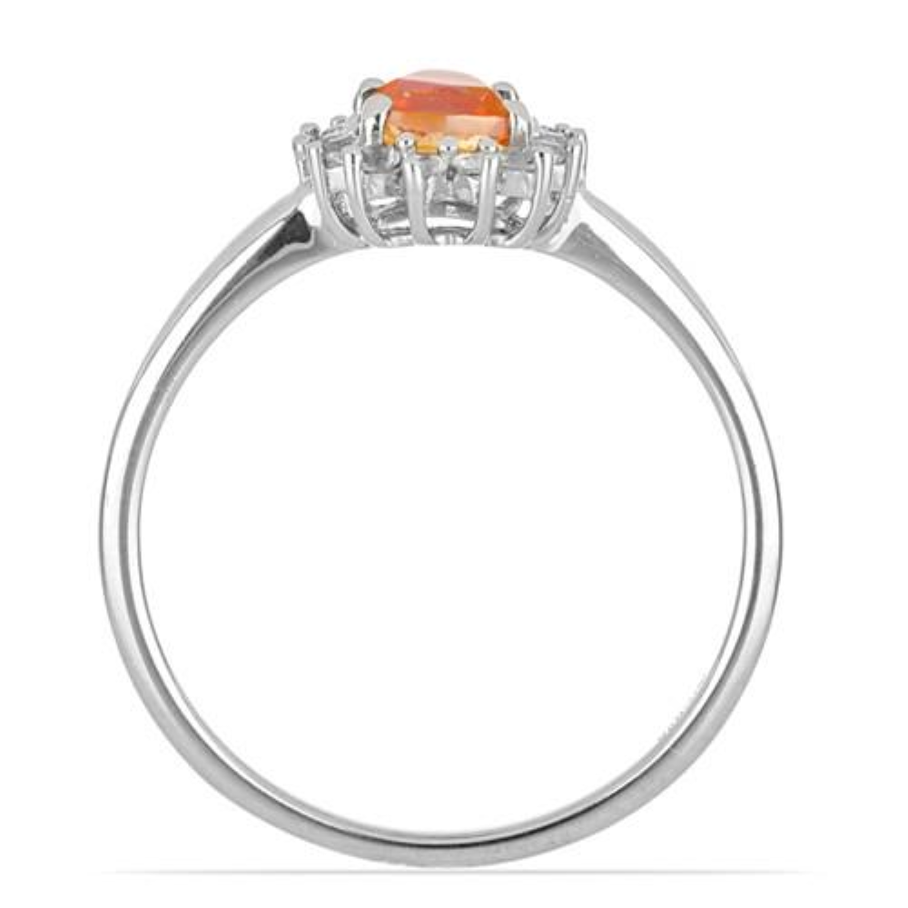 BUY NATURAL PADPARADSCHA QUARTZ GEMSTONE HALO RING IN 925 STERLING SILVER