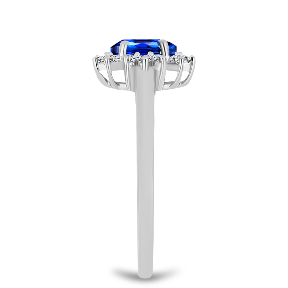 BUY NATURAL BLUE SAPPHIRE GEMSTONE HALO RING IN 925 STERLING SILVER