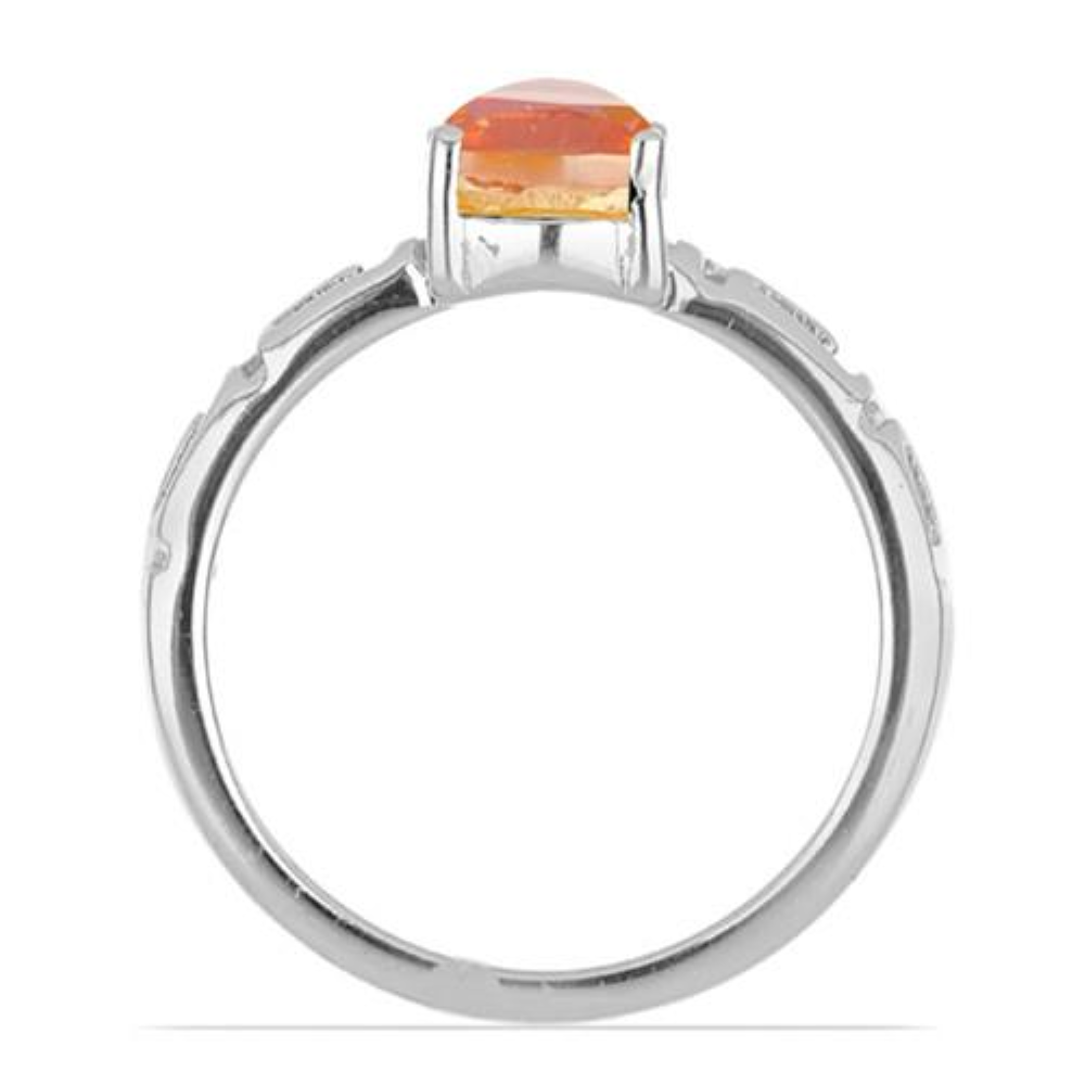 BUY STERLING SILVER REAL PADPARADSCHA QUARTZ GEMSTONE SINGLE STONE RING