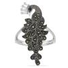 BUY 925 SILVER NATURAL AUSTRIAN MARCASITE GEMSTONE PEACOCK RING 