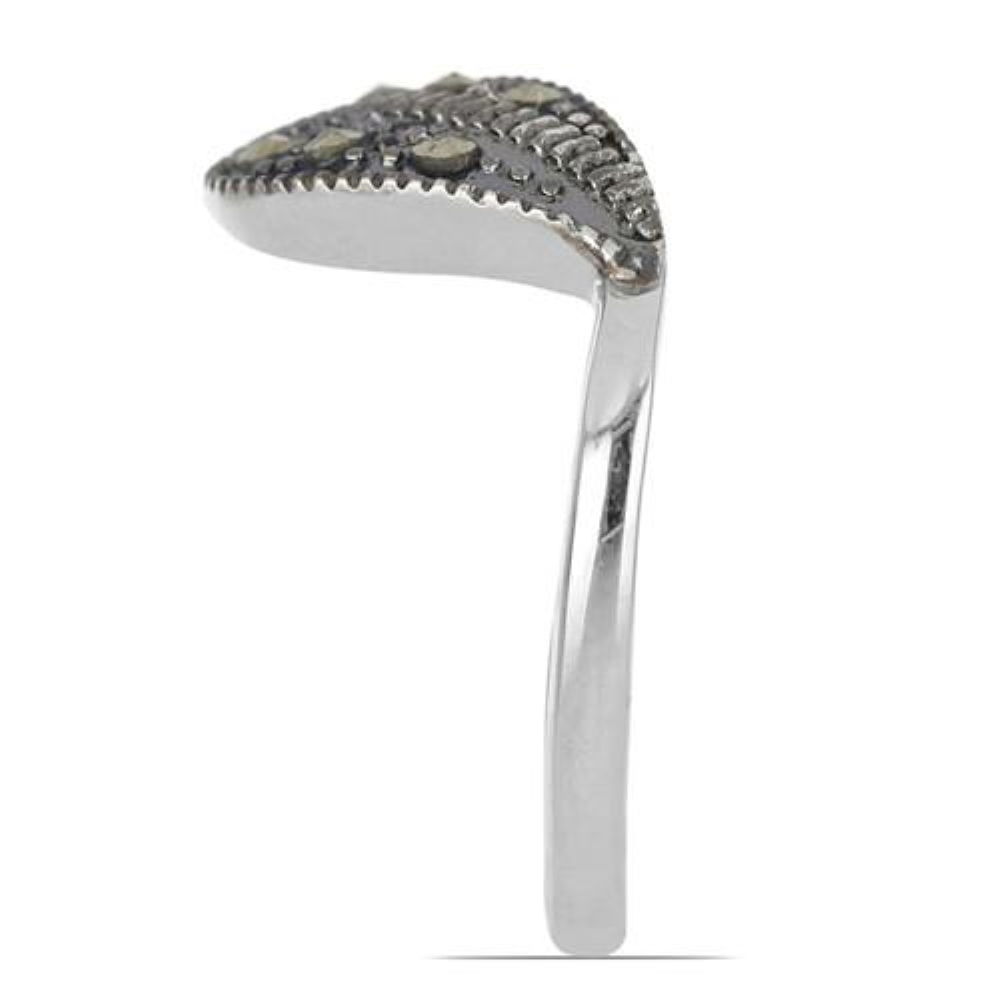 BUY STERLING SILVER  NATURAL AUSTRIAN MARCASITE GEMSTONE LEAF  RING