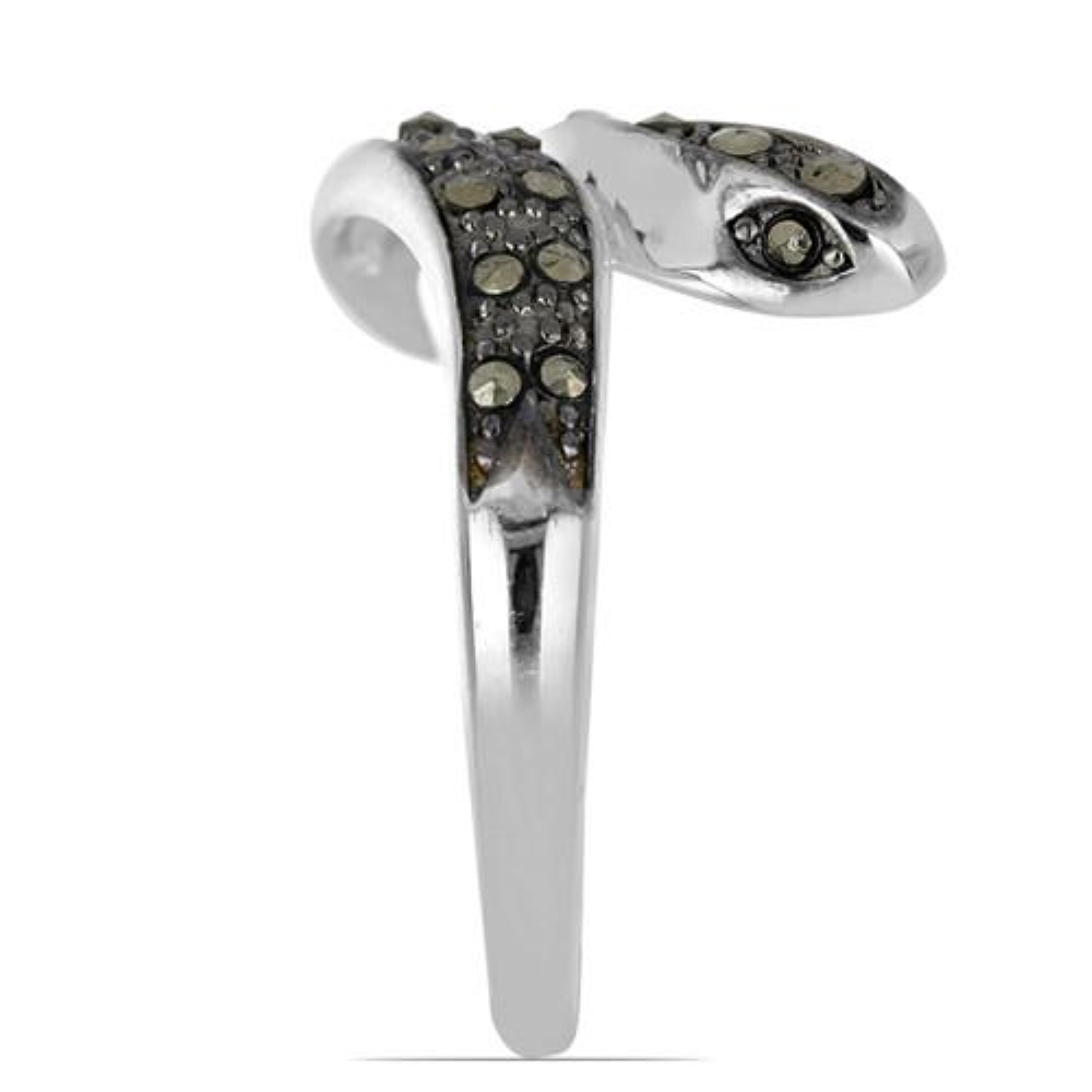 BUY 925 SILVER AUSTRIAN MARCASITE GEMSTONE SNAKE RING