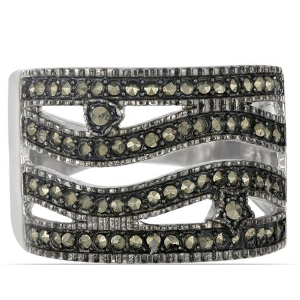 BUY NATURAL AUSTRIAN MARCASITE GEMSTONE RING IN 925 SILVER  