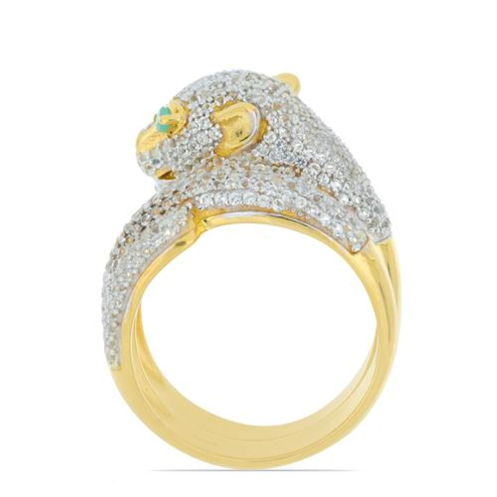 BUY NATURTAL EMERALD GEMSTONE PANTHER RING IN 925 SILVER 