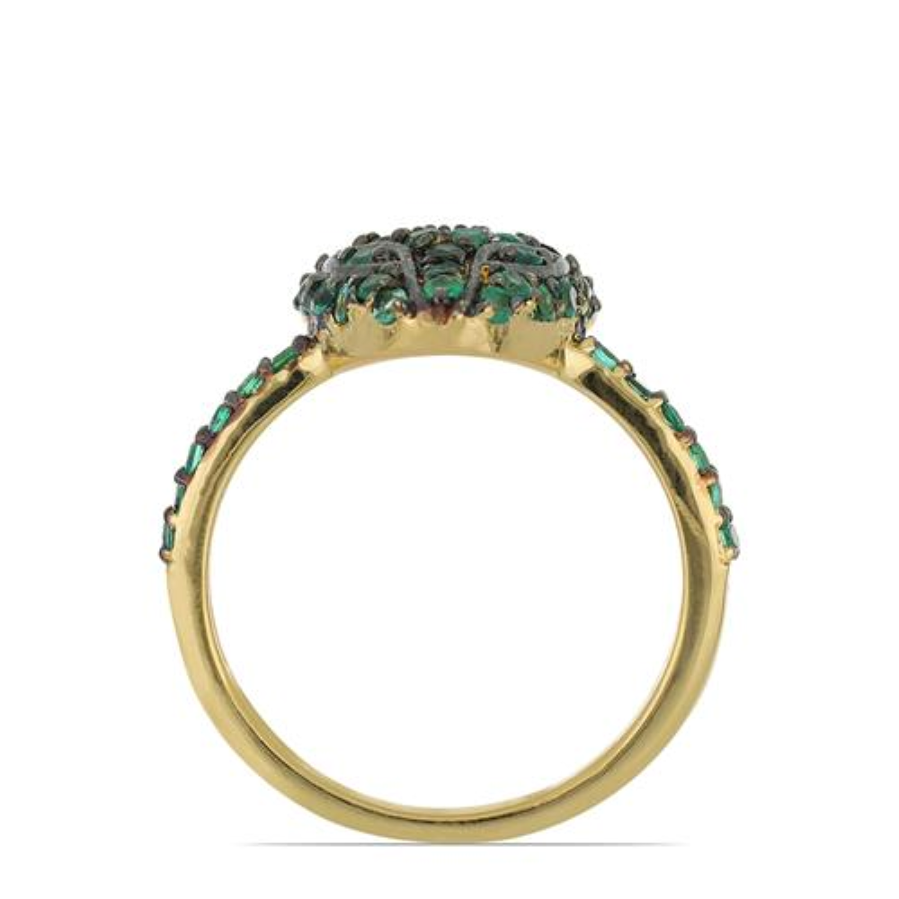 BUY 925 SILVER NATURAL EMERALD GEMSTONE PANTHER RING
