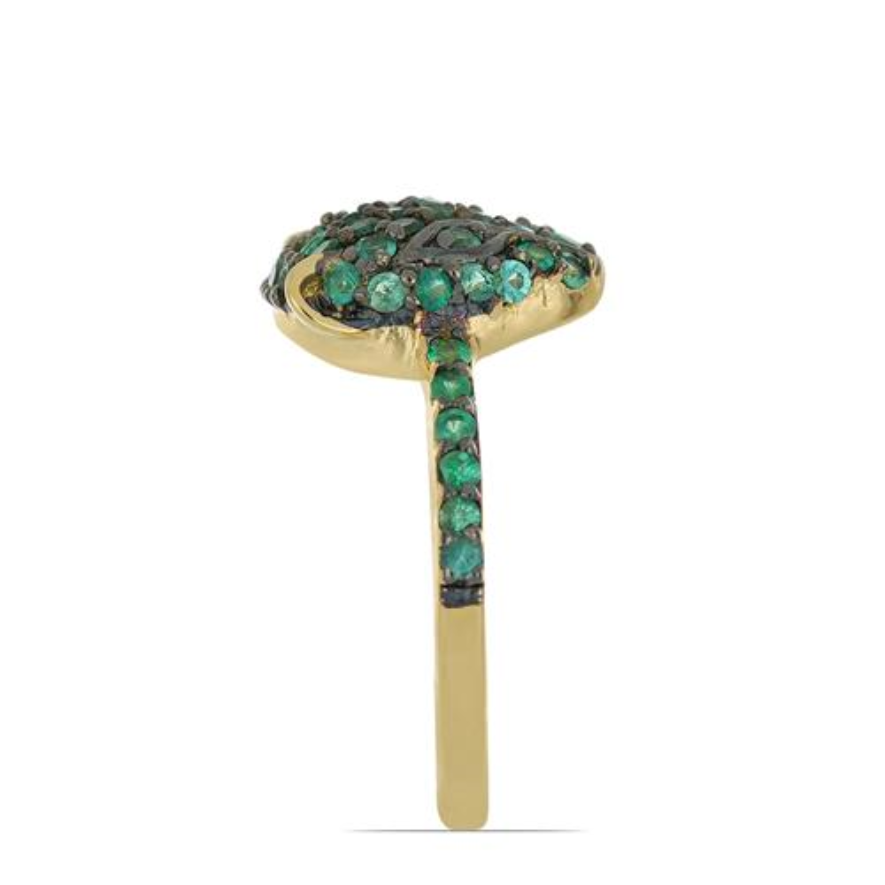 BUY 925 SILVER NATURAL EMERALD GEMSTONE PANTHER RING