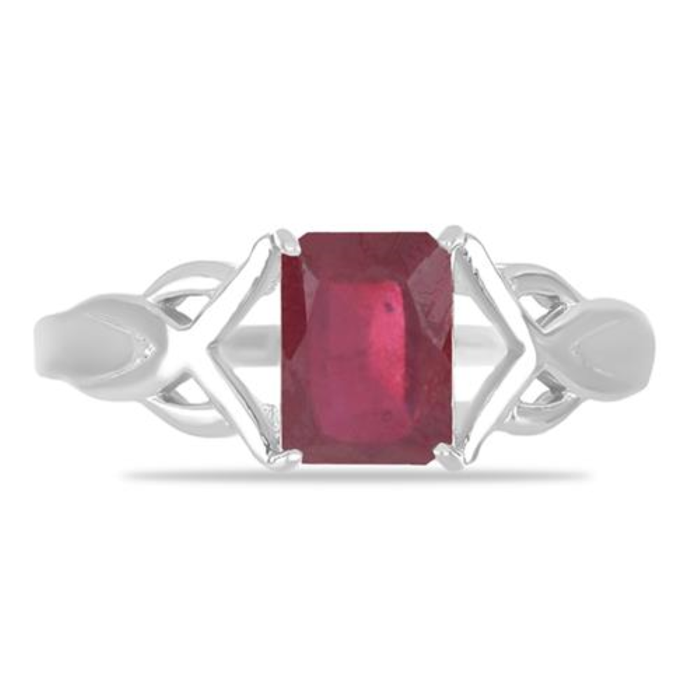 BUY 925 STERLING SILVER GLASS FILLED RUBY GEMSTONE RING