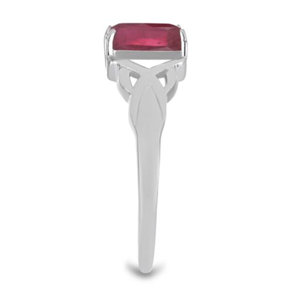 BUY 925 STERLING SILVER GLASS FILLED RUBY GEMSTONE RING