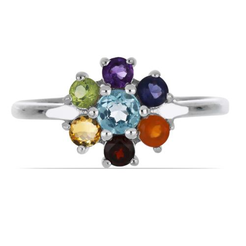 BUY 925 STERLING SILVER REAL CHAKRA STONES STYLISH RING 