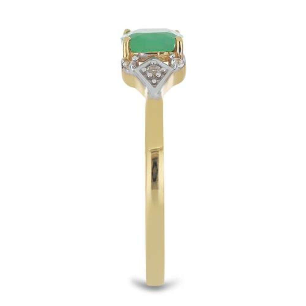 BUY 925 SILVER NATURAL EMERALD WITH WHITE ZIRCON GEMSTONE CLASSIC RING