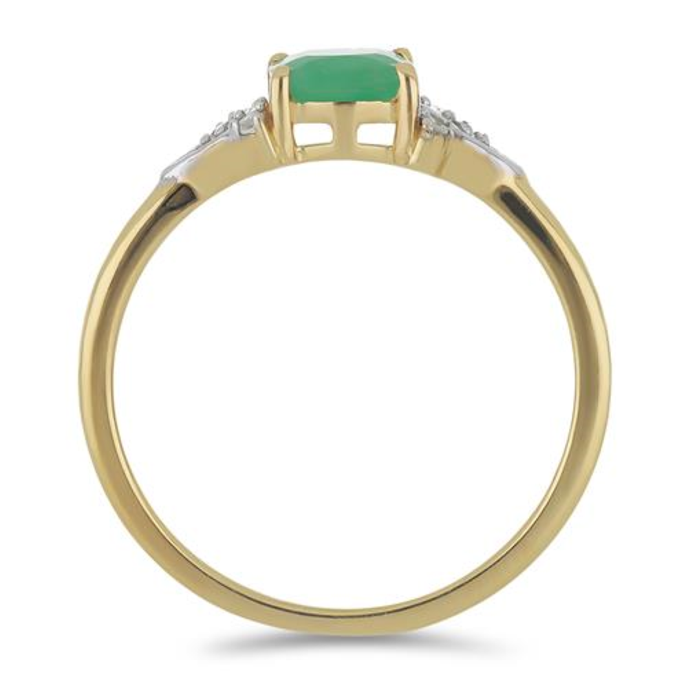 BUY 925 SILVER NATURAL EMERALD WITH WHITE ZIRCON GEMSTONE CLASSIC RING