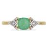 BUY 925 SILVER NATURAL EMERALD WITH WHITE ZIRCON GEMSTONE CLASSIC RING