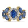 BUY STERLING SILVER NATURAL BLUE KYANITE WITH WHITE ZIRCON GEMSTONE CLUSTER RING