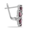 BUY STERLING SILVER NATURAL GARNET WITH WHITE ZIRCON GEMSTONE CLUSTER EARRINGS