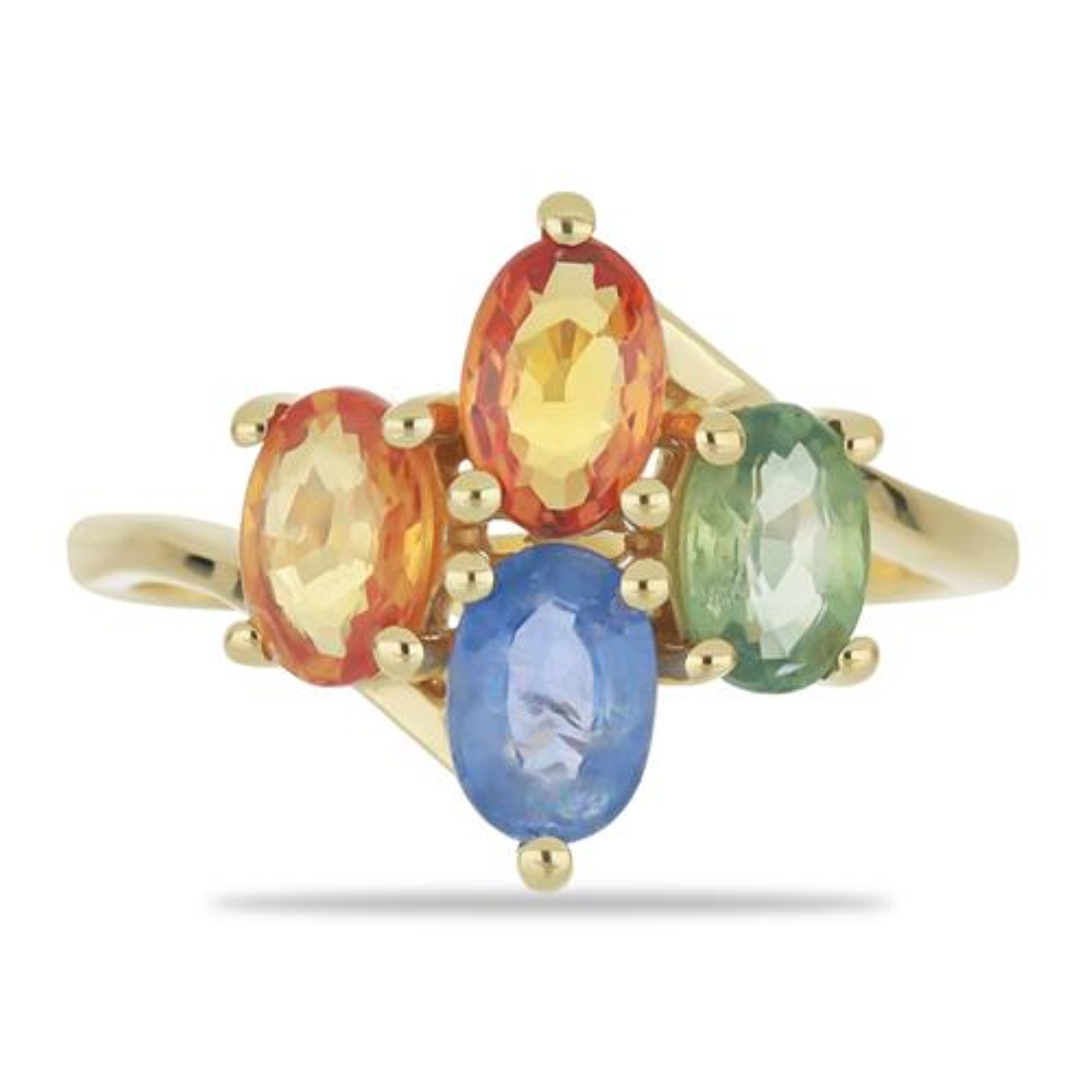 BUY 925 SILVER NATURAL MULTI SAPPHIRE GEMSTONE RING 