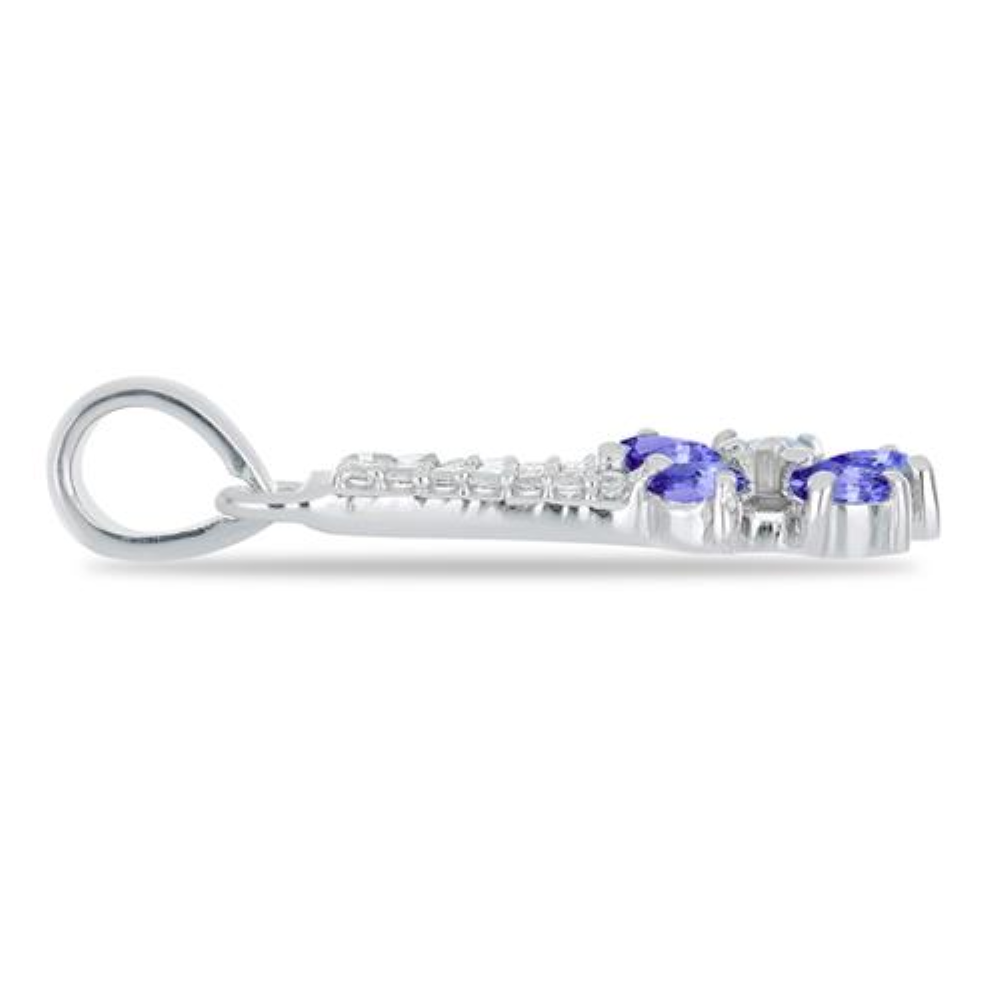 BUY 925 SILVER NATURAL TANZANITE GEMSTONE FLORAL PENDANT   
