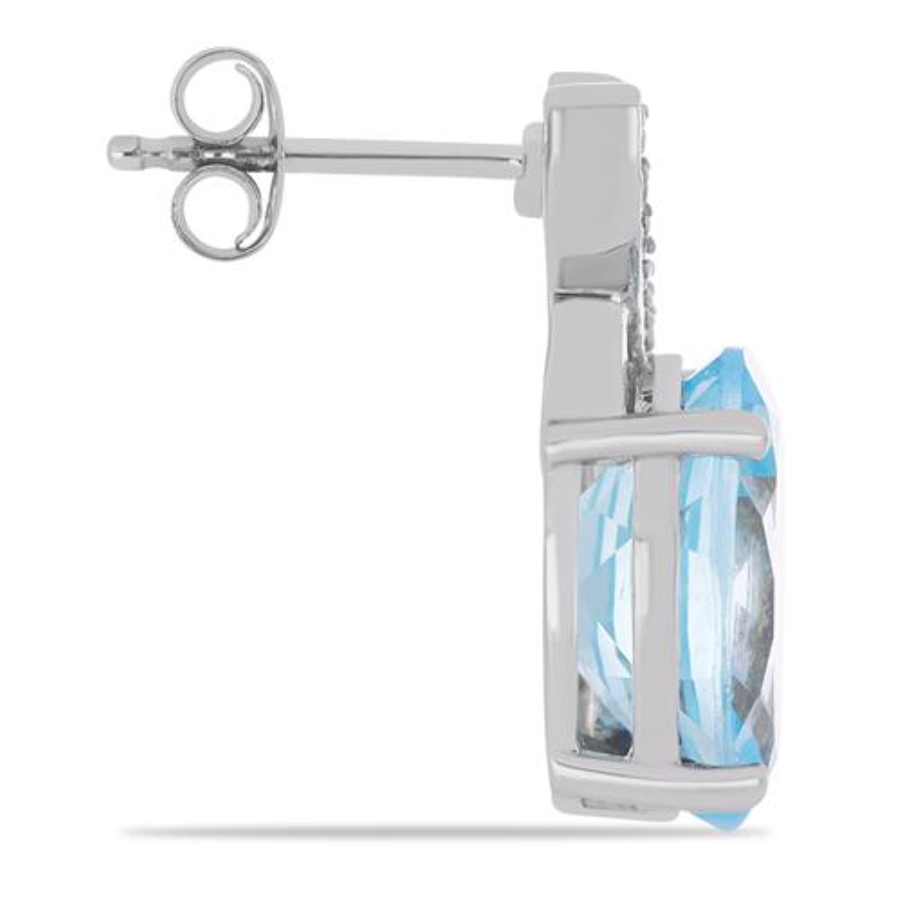 BUY NATURAL SKY BLUE TOPAZ GEMSTONE BIG STONE EARRINGS IN 925 SILVER