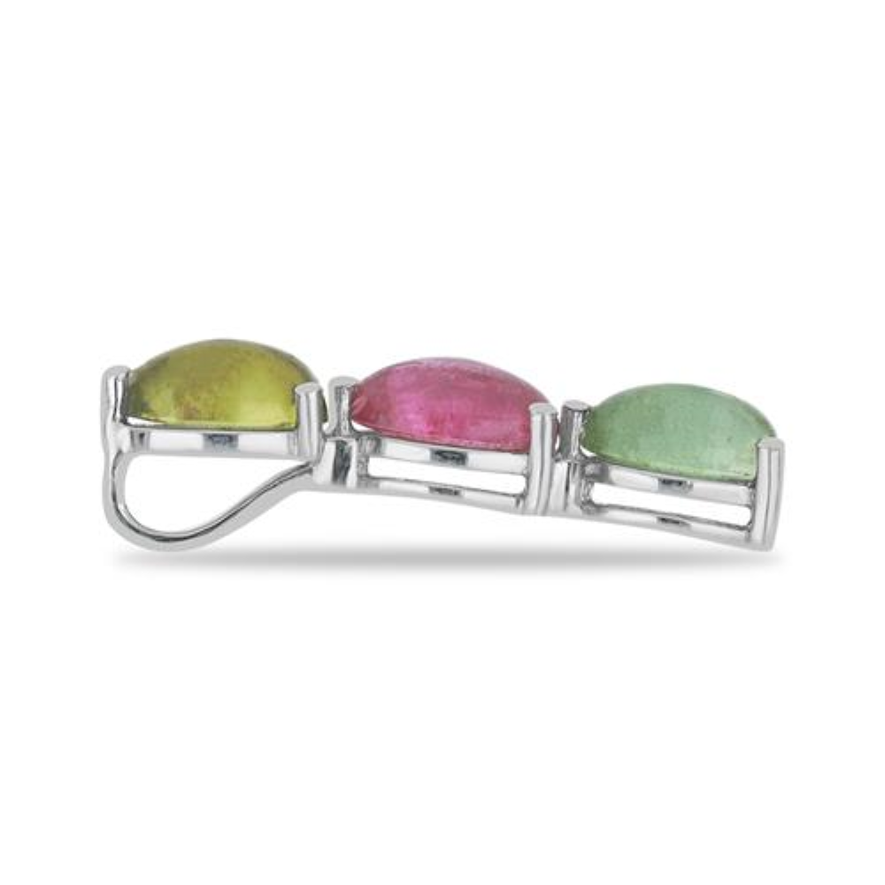 BUY NATURAL MULTI TOURMALINE GEMSTONE PENDANT IN STERLING SILVER 