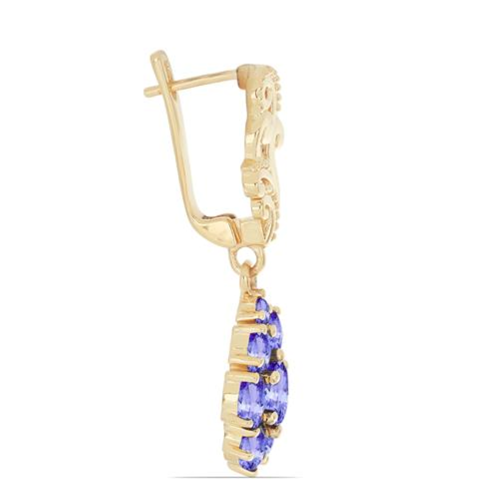 BUY 925 SILVER NATURAL TANZANITE GEMSTONE CLUSTER EARRINGS 