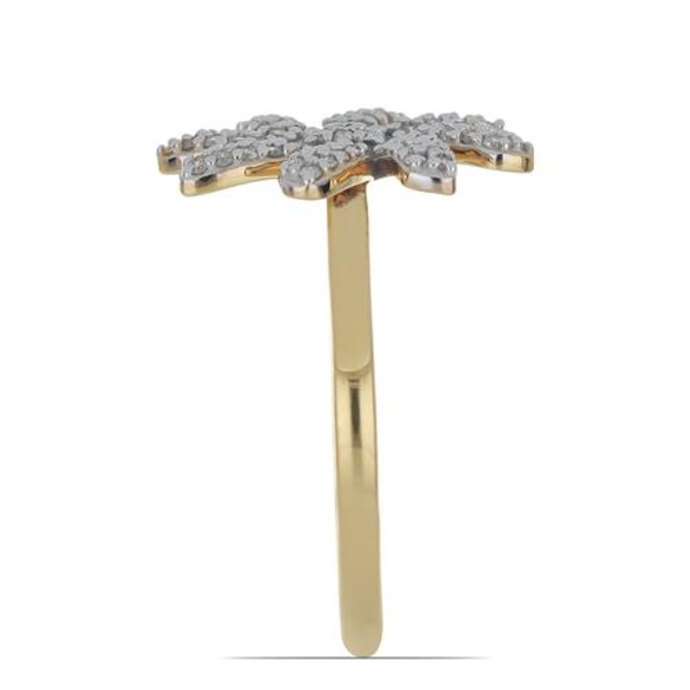 BUY 14K GOLD DIAMOND DOUBLE CUT GEMSTONE FLORAL RING 