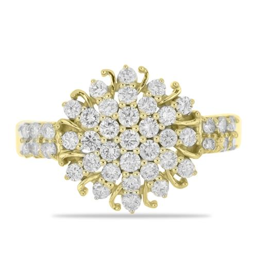 BUY 14K GOLD NATURAL DIAMOND DOUBLE CUT GEMSTONE STYLISH RING 