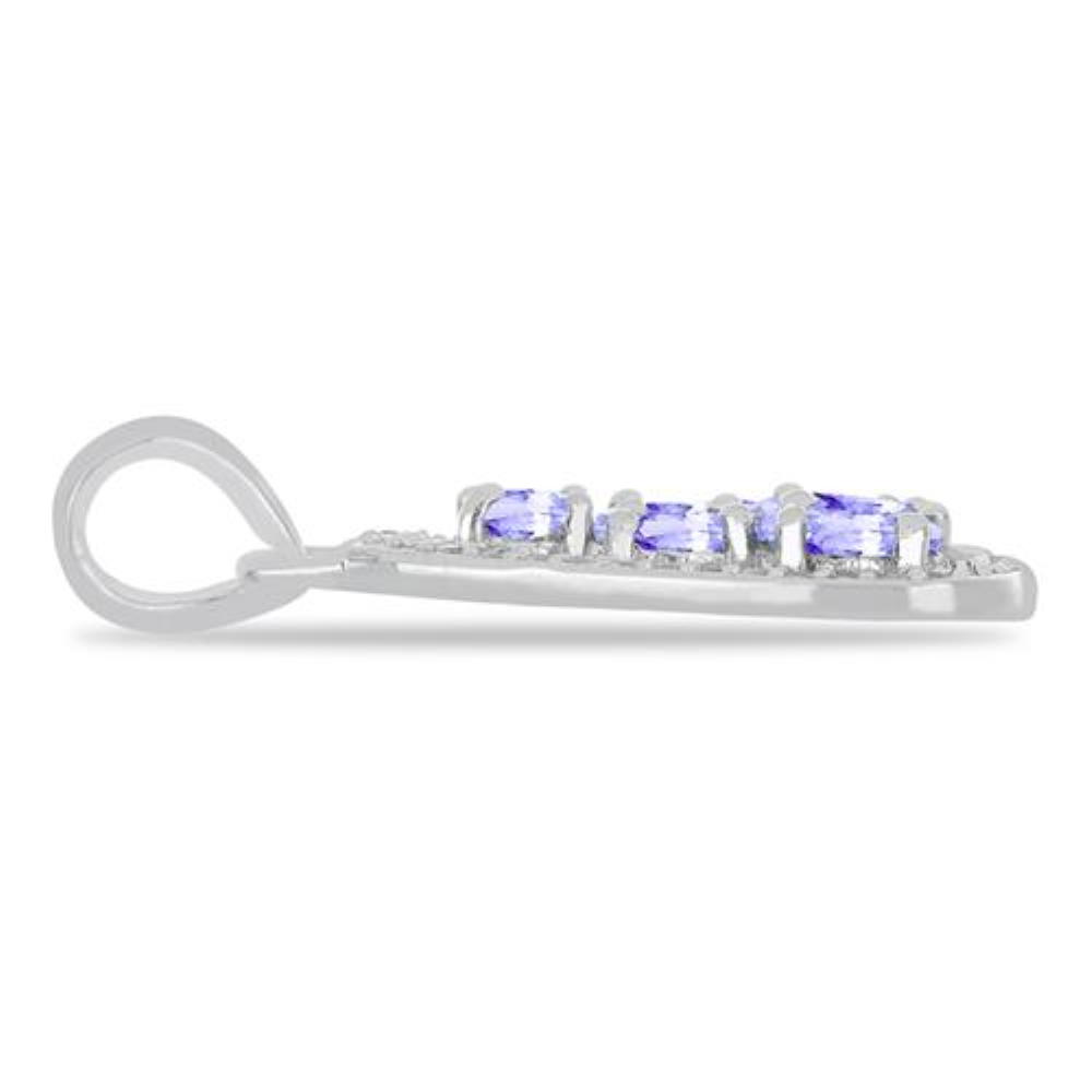 BUY REAL TANZANITE WITH WHITE ZIRCON GEMSTONE PENDANT IN STERLING SILVER 
