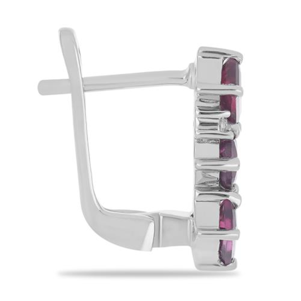 BUY NATURAL RHODOLITE WITH WHITE ZIRCON GEMSTONE EARRINGS 