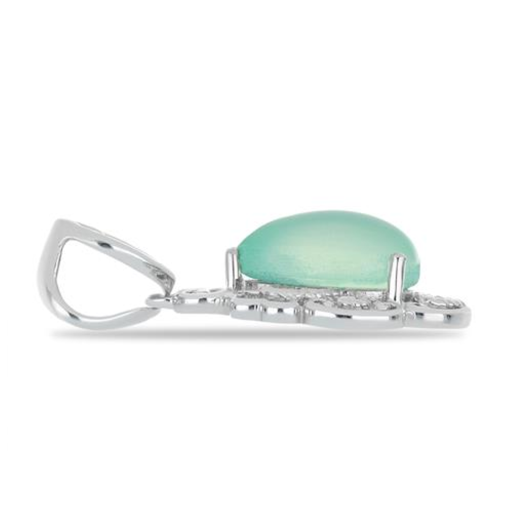 BUY 925 SILVER GENUINE AQUA CHALCEDONY GEMSTONE PENDANT 