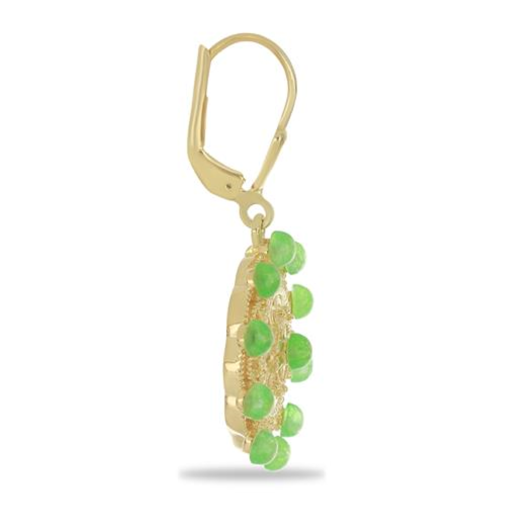BUY 925 SILVER NATURAL GREEN JADE GEMSTONE CLASSIC EARRINGS