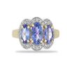 BUY REAL TANZANITE WITH WHITE ZIRCON GEMSTONE RING IN 925 SILVER 