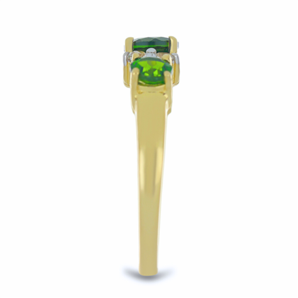 BUY 925 SILVER NATURAL CHROME DIOPSIDE WITH WHITE ZIRCON GEMSTONE RING 