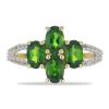 BUY STERLING SILVER CHROME DIOPSIDE WITH WHITE ZIRCON GEMSTONE RING 