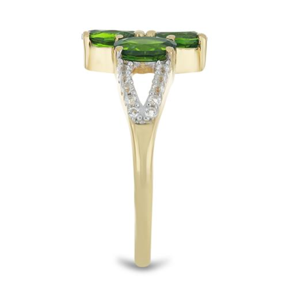 BUY STERLING SILVER CHROME DIOPSIDE WITH WHITE ZIRCON GEMSTONE RING 
