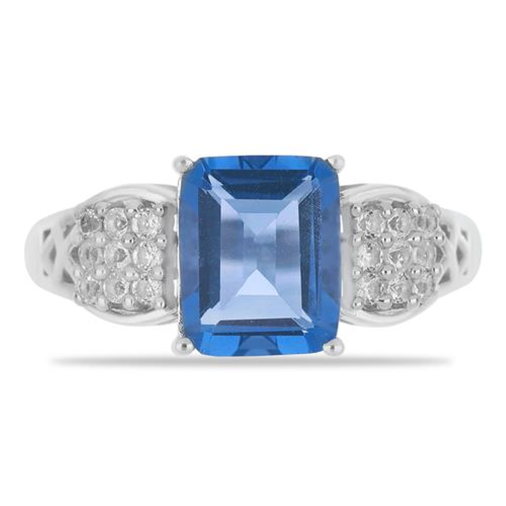 BUY 925 SILVER COLOUR CHANGE FLOURITE WITH WHITE ZIRCON GEMSTONE RING 