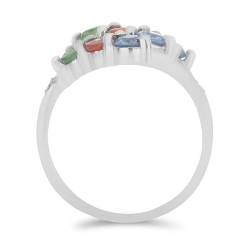 BUY 925 SILVER NATURAL MULTI SAPPHIRE WITH WHITE ZIRCON GEMSTONE RING 
