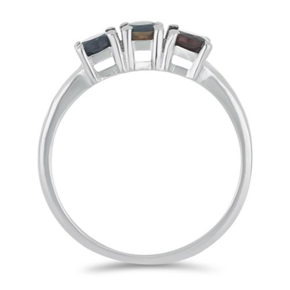 BUY STERLING SILVER NATURAL BLACK ETHIOPIAN OPAL WITH WHITE ZIRCON GEMSTONE RING 