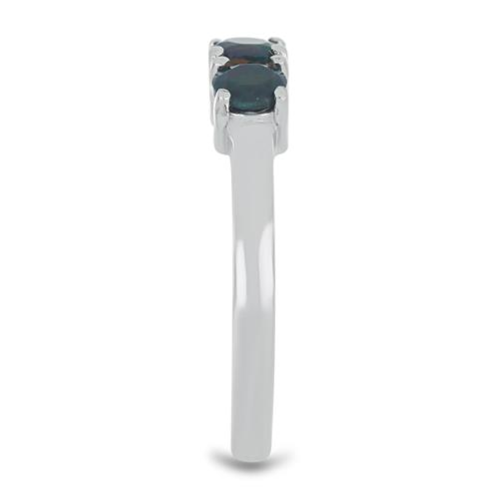 BUY STERLING SILVER NATURAL BLACK ETHIOPIAN OPAL WITH WHITE ZIRCON GEMSTONE RING 