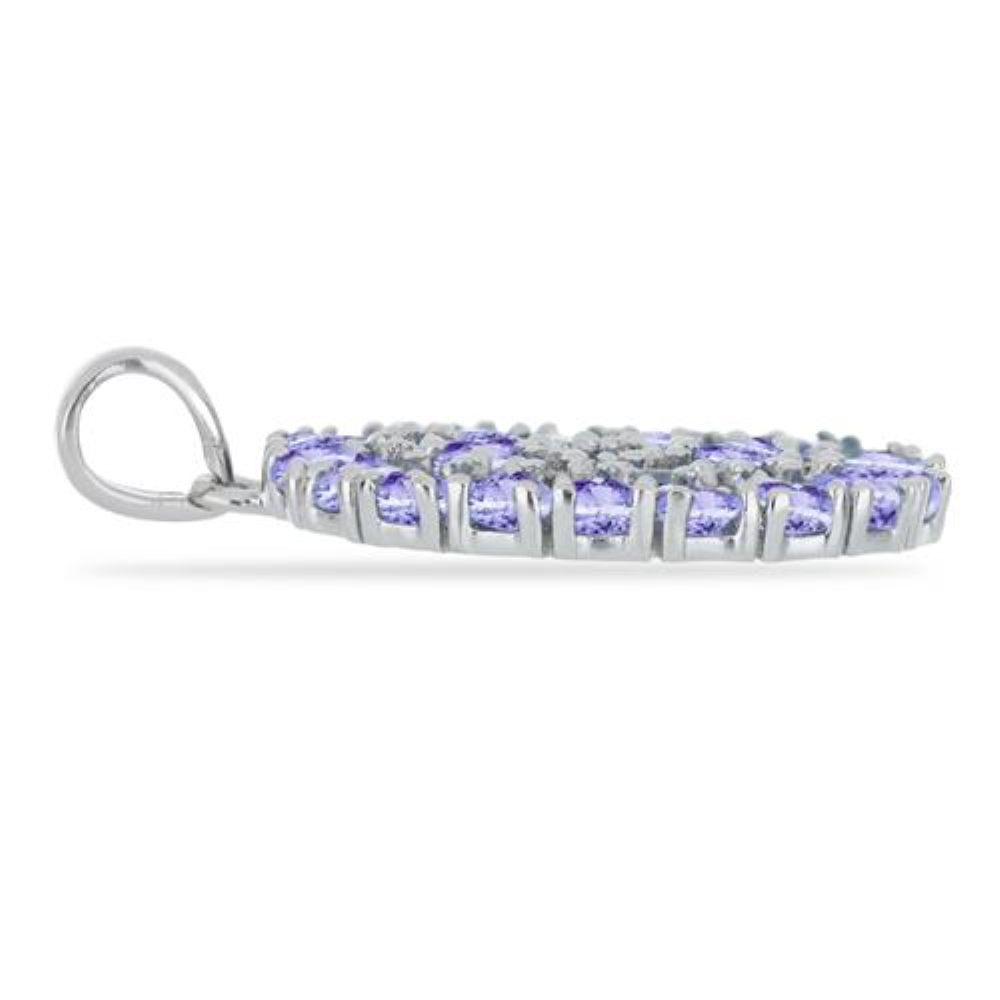 BUY NATURAL TANZANITE WITH WHITE ZIRCON GEMSTONE PENDANT IN STERLING SILVER 