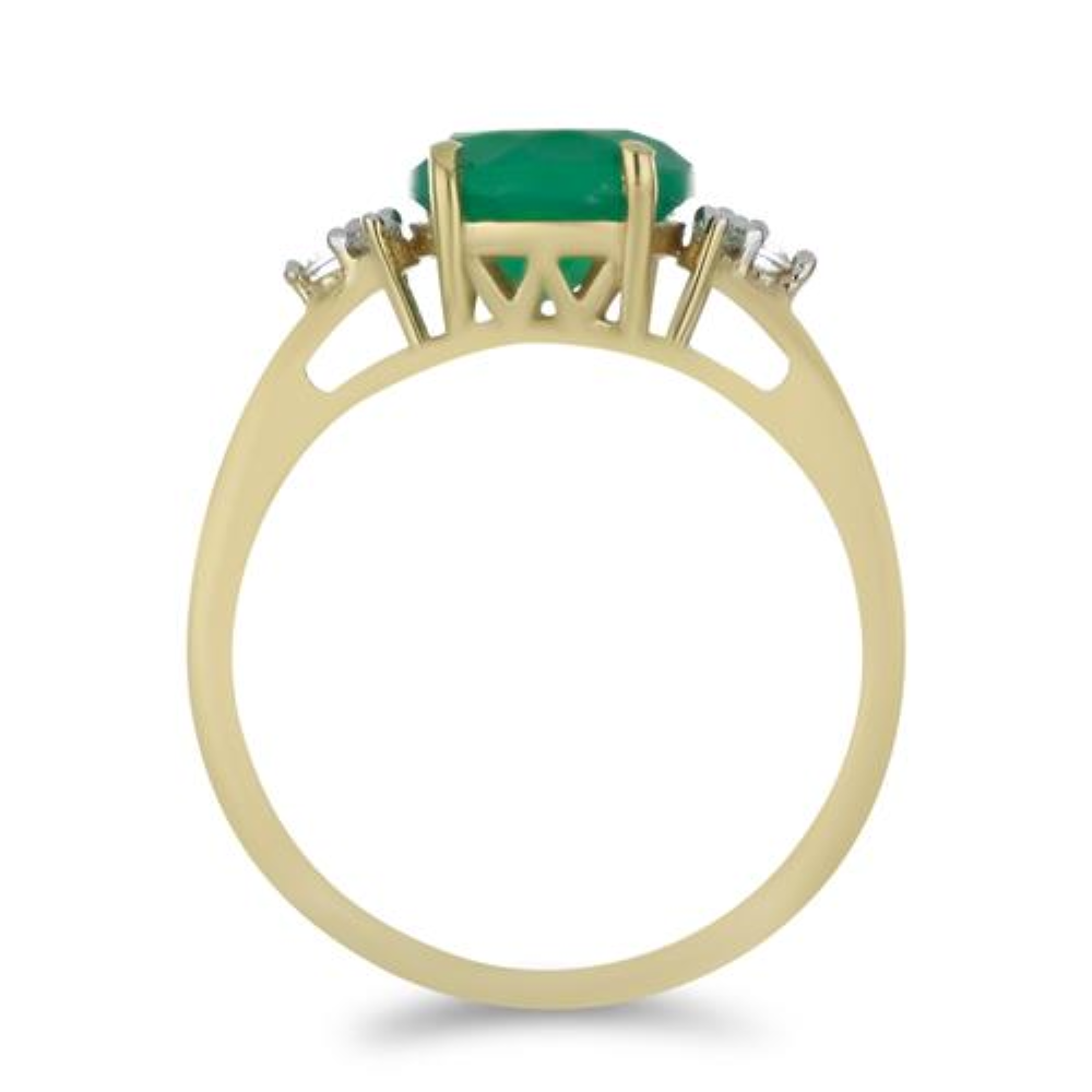 BUY STERLING SILVER NATURAL GREEN ONYX WITH WHITE ZIRCON GEMSTONE CLASSIC RING