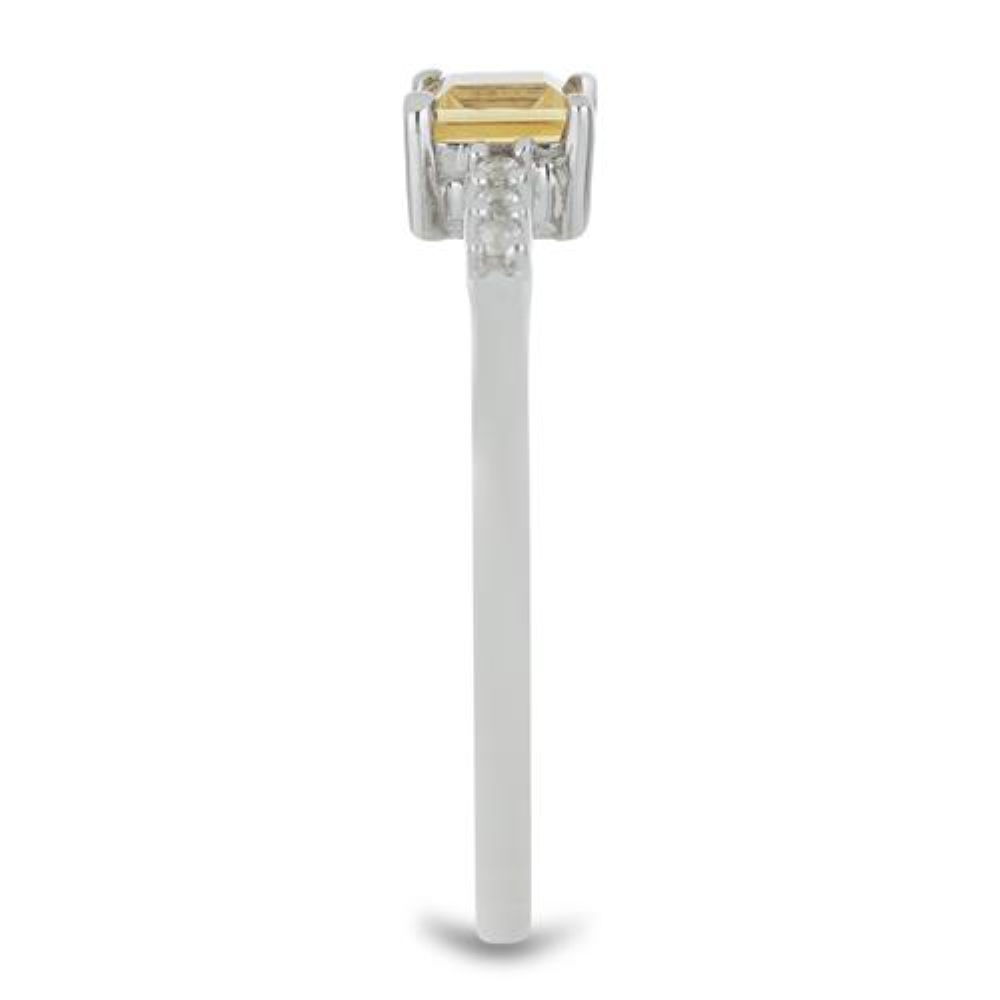 BUY 925 STERLING SILVER NATURAL CITRINE WITH WHITE ZIRCON GEMSTONE CLASSIC RING
