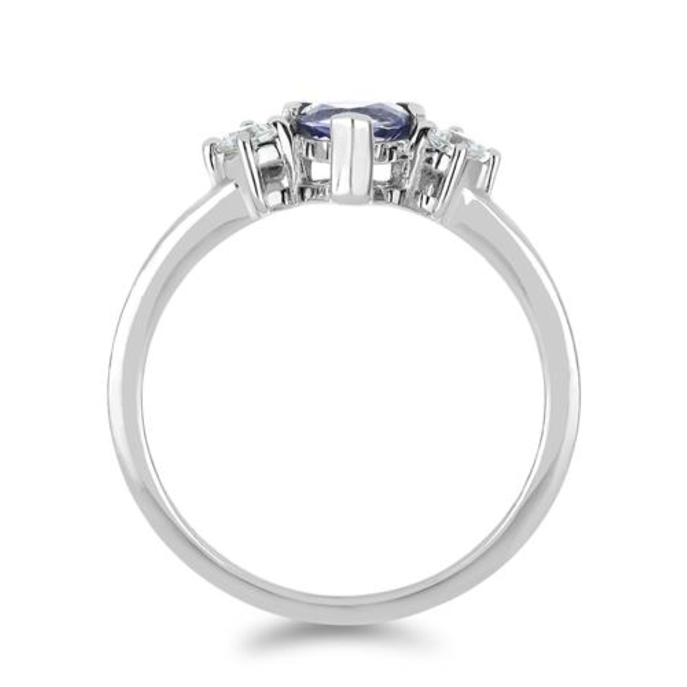 BUY NATURAL IOLITE WITH WHITE ZIRCON GEMSTONE RING 