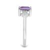 BUY 925 SILVER NATURAL BRAZILIAN AMETHYST WITH  WHITE ZIRCON GEMSTONE CLASSIC RING