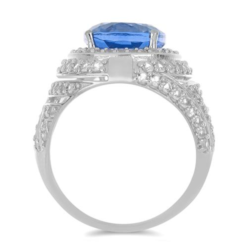 BUY 925  SILVER REAL COLOUR CHANGE FLOURITE WITH WHITE ZIRCON GEMSTONE BIG STONE RING