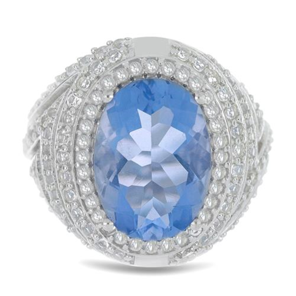 BUY 925  SILVER REAL COLOUR CHANGE FLOURITE WITH WHITE ZIRCON GEMSTONE BIG STONE RING