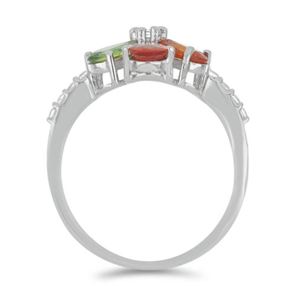BUY NATURAL MULTI SAPPHIRE WITH WHITE ZIRCON GEMSTONE RING IN  925 SILVER 