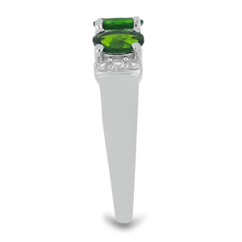 BUY NATURAL CHROME DIOPSIDE WITH WHITE ZIRCON GEMSTONE RING IN 925 SILVER 