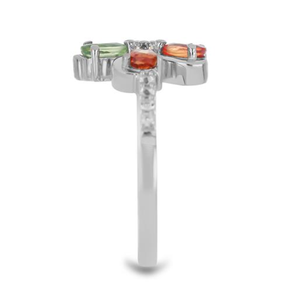 BUY 925 SILVER MULTI SAPPHIRE WITH WHITE ZIRCON GEMSTONE RING 