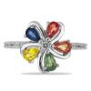BUY 925 SILVER MULTI SAPPHIRE WITH WHITE ZIRCON GEMSTONE RING 