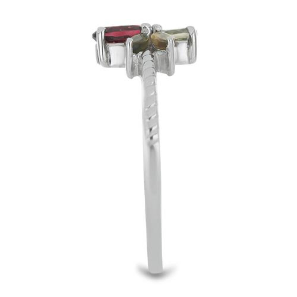 BUY MULTI TOURMALINE WITH WHITE ZIRCON GEMSTONE RING IN 925 SILVER 