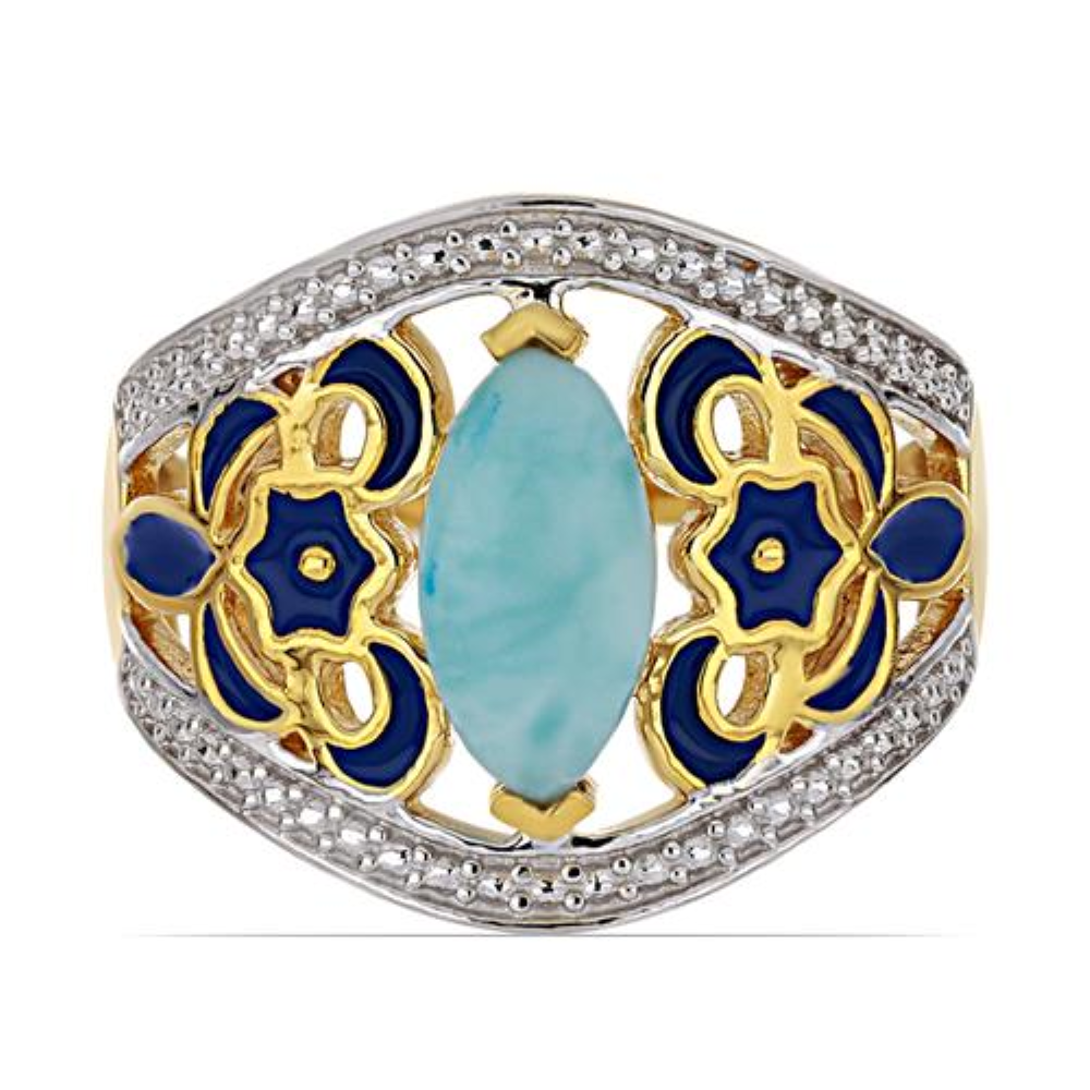 BUY 925 SILVER NATURAL TURQUOISE  GEMSTONE ENAMEL RING 